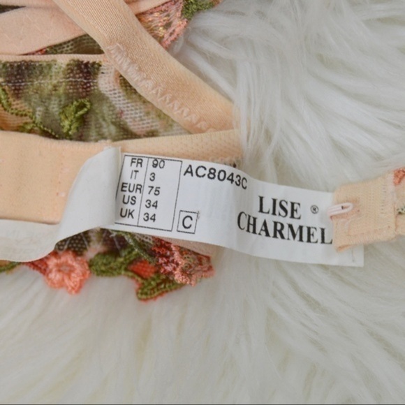 34C Lise Charmel Lace Tropical Floral Appliqué Underwire Bra - Picture 9 of 9